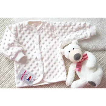 Kojenecké oblečení AMÁLKA Propínací kabátek plyšový Minky, smetanový Velikost: 52