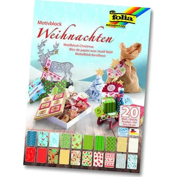 Umělecký papír Papíry s vánočním motivem – 20 listů, 24x34 cm - 270 g/m2