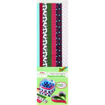 Umělecký papír Papírové proužky ZIMA – 210 ks, mix barev a motivů, různé šířky