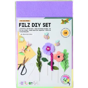 Jarní filcová sada – 18 dílů, tvoření jarních dekorací pro děti od 7 let