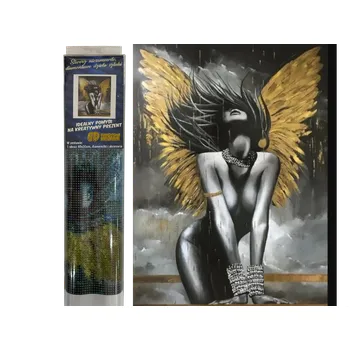 Diamantové malování Diamantový obrázek - dáma se zlatými křídly 30 x 40 cm
