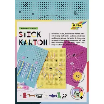 Umělecký papír Sada papírů k prošívání pro děti – barevné motivy zvířat (40 ks, 17,5 × 24,5 cm)