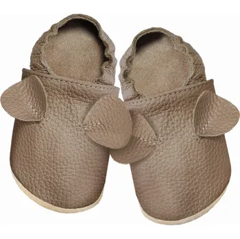 Capáčky FUNKY MONKEY Kožené barefoot Pro capáčky s oušky a kaučukovou podrážkou hnědé - 12-18 měsíců Hnědá