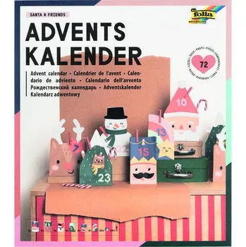 Sada na výrobu adventního kalendáře – SANTA a jeho přátelé (24 sáčků, samolepky a kolíčky)