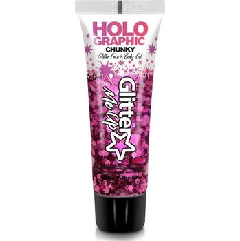 Speciální výtvarná barva PaintGlow Glitrový gel holografický Chunky - Růžový "Princess Pink", 12 ml