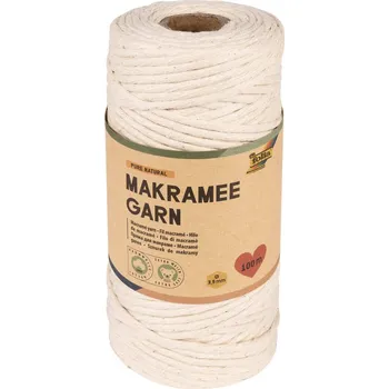 Výuková hračka Macramé příze – Natural, 100 m, Ø 3,5 mm – 100% bavlna