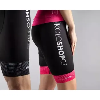 Cyklistické kalhoty Koloshop Force dámské kraťasy s vložkou a laclem Lady růžová vel. L
