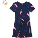 Dívčí šaty krátký rukáv Kugo HS9331 tmavě modré