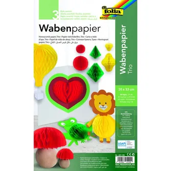 Umělecký papír Plástvový papír 30vrstvý 20×33 cm – 3 barvy (červená, žlutá, zelená) – papír na prostorové dekorace