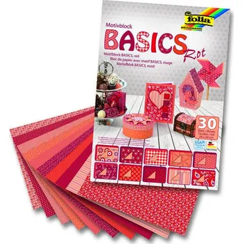 Umělecký papír Papír s motivem Basics – červená – 30 archů – formát 24×34 cm