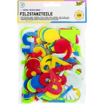 Filcové samolepicí číslice – 120 ks, 4,5 cm, mix barev