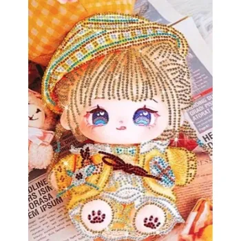 Diamantové malování Diamantový obrázek na plátně 23 x 30 cm - Hadrová panenka, žlutá