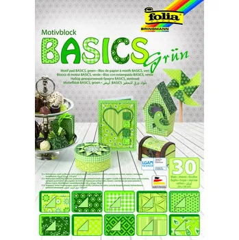 Umělecký papír Papír s motivem Basics – zelená – 30 archů – formát 24×34 cm