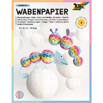 Umělecký papír Plástvový papír 30vrstvý 21×33 cm – 4 listy – duhový efekt „DUHA“