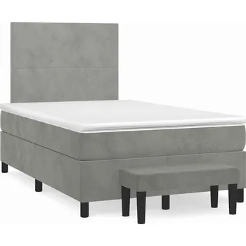 Postel vidaXL Box spring postel s matrací 120x190 cm samet [3270459] Barva: světle šedá