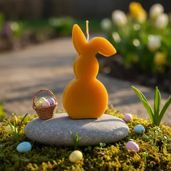 Velikonoční dekorace Svíčka z včelího vosku - Zajíček II