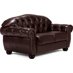 Kožená pohovka Chesterfield III 2místná červená pravá kůže