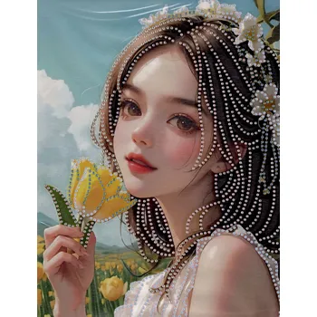 Diamantové malování Diamantový obrázek na plátně 23 x 30 cm - Brunetka