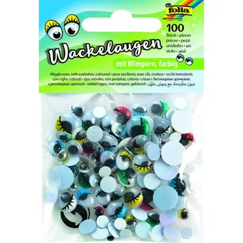 Oči s panenkou a řasami – barevné, mix velikostí, 100 ks - pro panenky, hračky a DIY