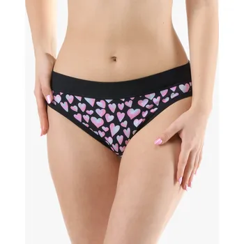 Kalhotky GINA 10296P Kalhotky klasické s úzkým bokem Barva: Černá-Cukrová, Velikost: S/M