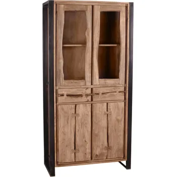 Knihovna Vitrína z masivu Edgar dřevo a kov