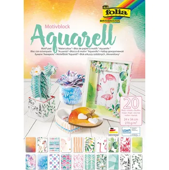 Výtvarný papír Blok s motivem - AQUARELL, 270 g/m², 20 listů