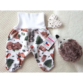 Dupačky AMÁLKA Elastické polodupačky teplákovina, Zvířátka v lese Velikost: 74