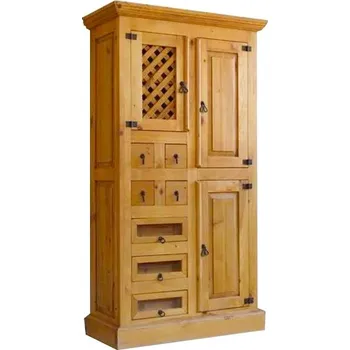 Komoda Vysoká dřevěná komoda s vinotékou Hacienda borovice