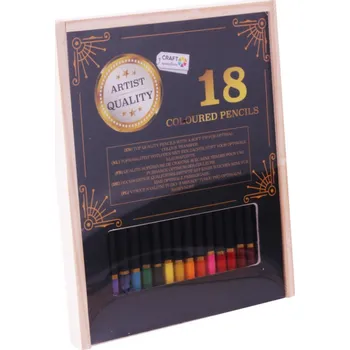 Umělecký štětec Barevné pastelky 18ks v dřevěném boxu