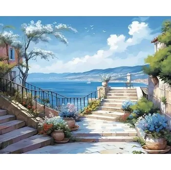 Diamantové malování Diamantový obrázek Pohled na moře 30x40cm