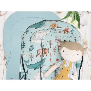Podložka do kočárku prodloužená (Wild animals, sea green bambus)
