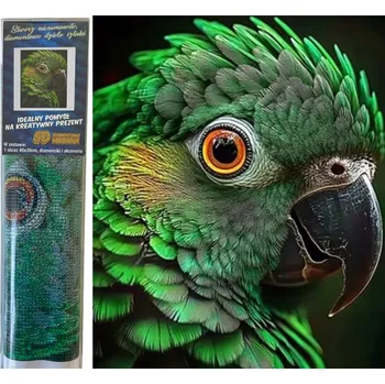 Diamantové malování Diamantový obrázek zelený papoušek 30 x 40 cm