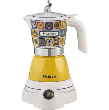 Příprava kávy Ariete 1358 Positano Moka Aroma elektrická moka konvička žlutá