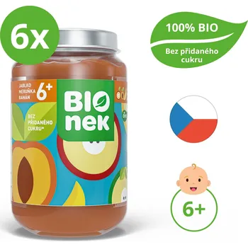 BIOnek BIO jablko, meruňka a banán 6× 190 g
