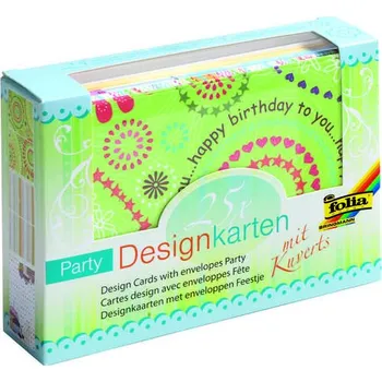 Výuková hračka Sada přání a obálek – PARTY, 25 ks v 5 motivech, kreativní karty se třpytkami