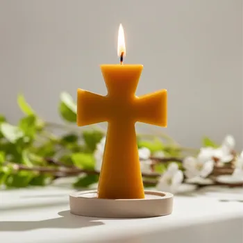 Velikonoční dekorace Svíčka z včelího vosku - Kříž
