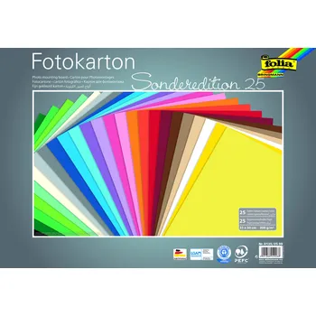 Umělecký papír Fotokarton - 300 g/m2 - 25 listů ve 25 barvách - 35 x 50 cm