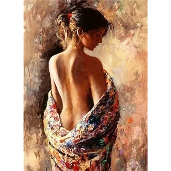Diamantové malování Diamantový obrázek - dívka v barevném hávu 30 x 40 cm