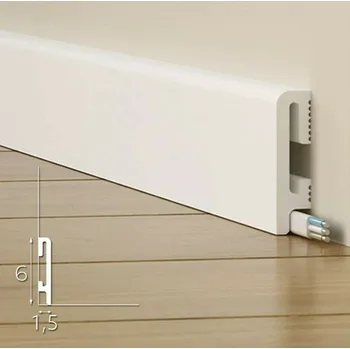 soklová lišta Podlahová soklová lišta DuroFit bílá MAT ZAKULACENÁ - PF060 6 cm