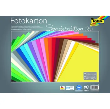 Umělecký papír Fotokarton - 300 g/m2 - 25 listů ve 25 barvách - 50 x 70 cm