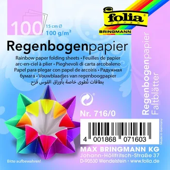 Umělecký papír Origami papír duhový - ⌀ 15 cm 100 archů