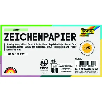 Papír na kreslení DIN A2, 125 listů, 90 g/m2 – bílý, pro tužku, pastelky a fixy