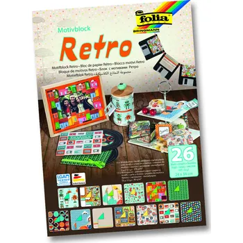 Umělecký papír Blok s motivem - RETRO - 24 x 34 cm - 26 listů