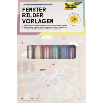 Kreativní sada pro malování na okna – tekuté křídy, křídy v tužce a šablony, motivy jaro/léto