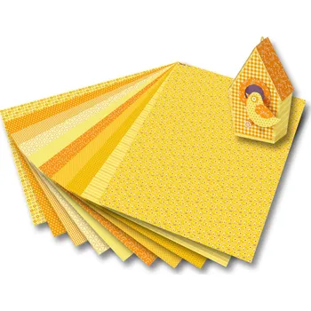 Umělecký papír Karton s motivem - Basics žlutá- 270 g/m2 - 50 x 70 cm - 10 archů v 10 motivech