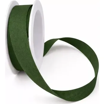 Stuha Stuha bavlněná CHANCE GREEN zelená 15mm x 3,5m (4,30 Kč/m) (Tmavě zelená tkaná stuha, bavlněná, s vetkaným vlascem v obou okrajích)