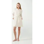 Dámský fleecový župan na zip 21360 Ecru - Vamp