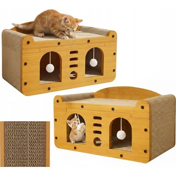 Škrabadlo pro kočky pelíšek a škrabadlo 2v1 domeček šanta kočičí 35x70x29,5 F109