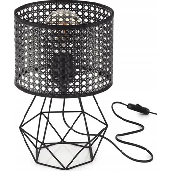 Lampička NOČNÍ LAMPA STOLNÍ KANCELÁŘSKÁ LAMPIČKA SE STÍNIDLEM S DÍRKAMI RATTAN ČERNÁ