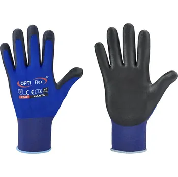 Pracovní rukavice PRAPOR YANTA / Bezešvé máčené rukavice - černá/modrá 8